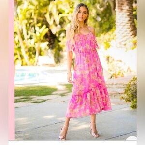 Lush pink floral dress size medium